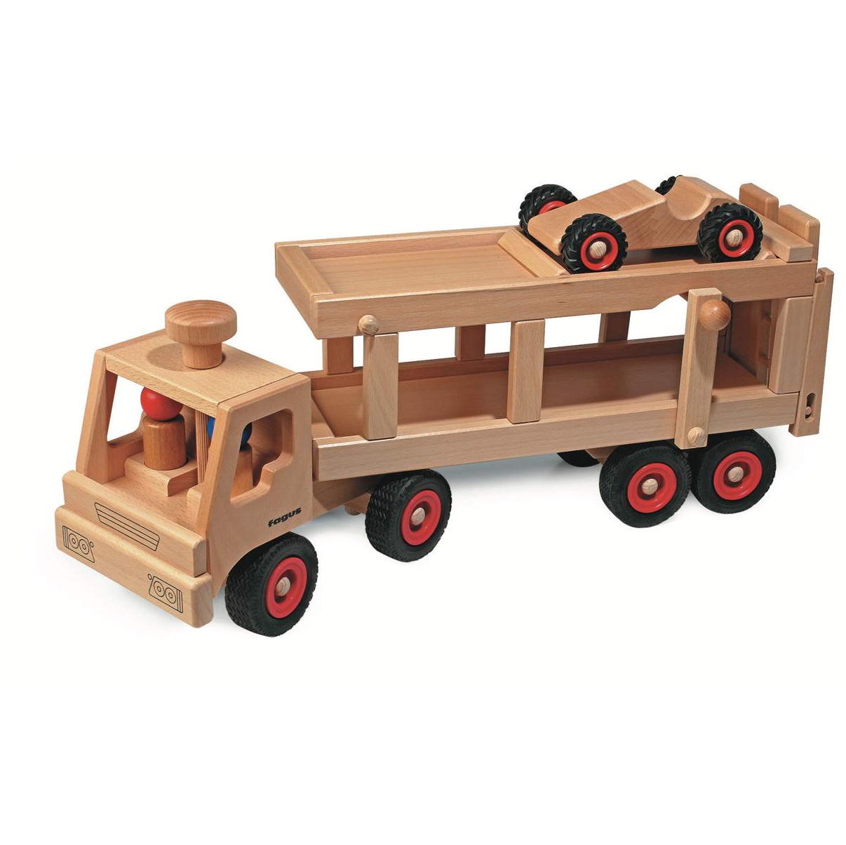 Fagus Large Wooden Car Transporter - wood Vehicles for open-ended play - Title: Default Title