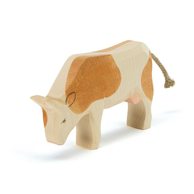 Ostheimer Cow Eating Brown - wood, natural Wooden Figures for open-ended play - Title: Default Title