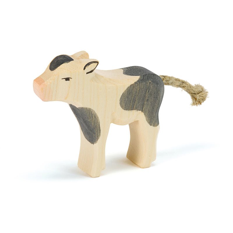 Ostheimer Wooden Figure - Calf Black and White, Standing - wood, natural Wooden Figures for open-ended play - Title: Defau...