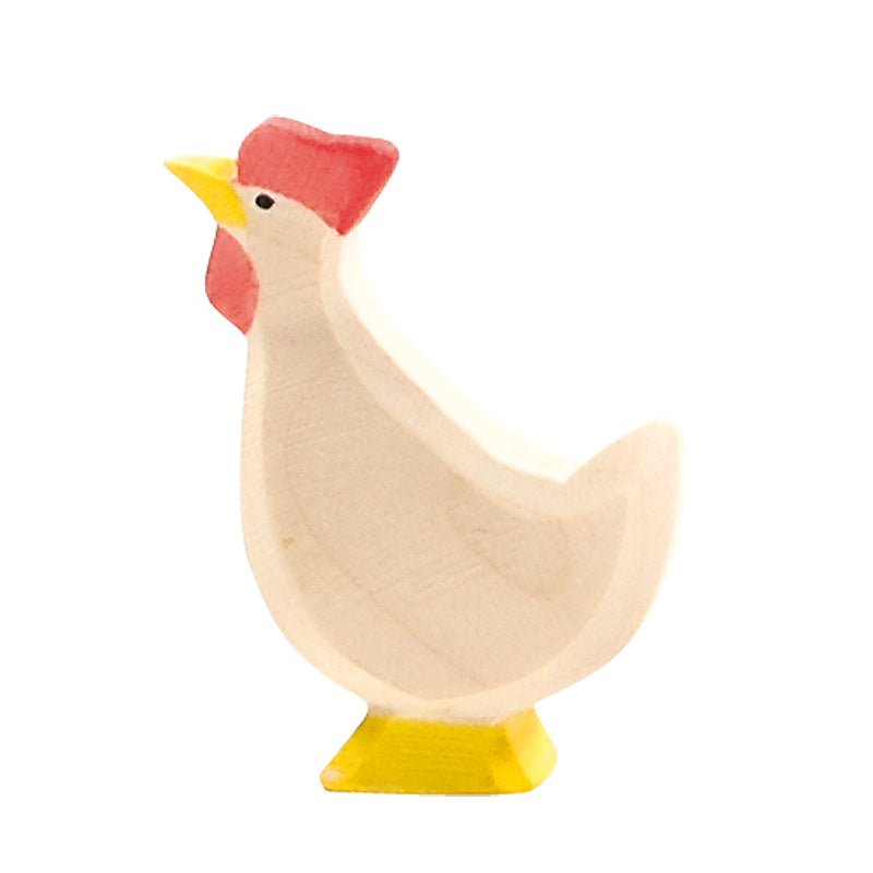 Ostheimer Wooden Hen, White Up - wood, natural Wooden Figures for open-ended play - Title: Default Title