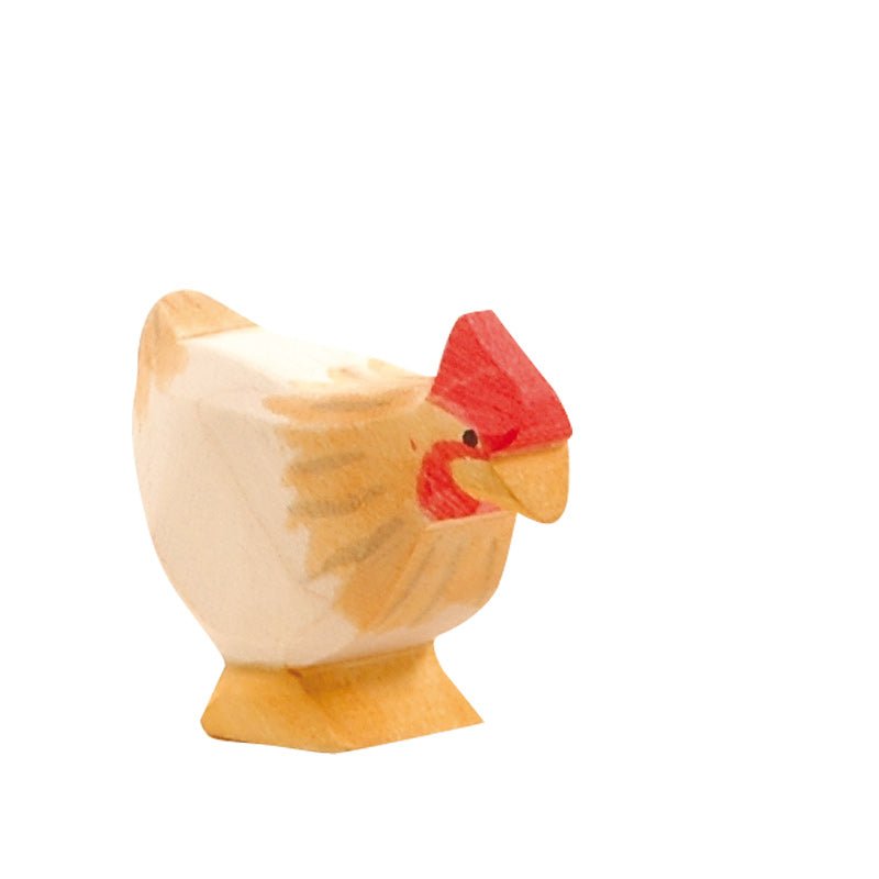 Hen Ochre Standing - wood, natural Wooden Figures for open-ended play - Title: Default Title