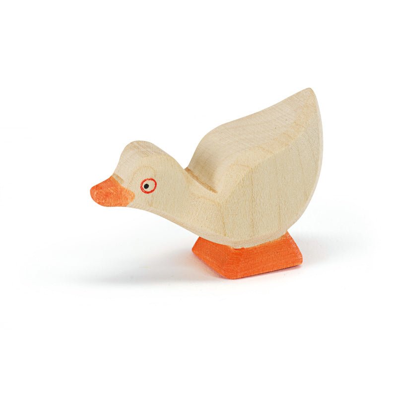 Ostheimer Wooden Gosling, Head Low - wood, natural Wooden Figures for open-ended play - Title: Default Title