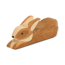 Ostheimer Rabbit, Brown, Lying - wood, natural Wooden Figures for open-ended play - Title: Default Title
