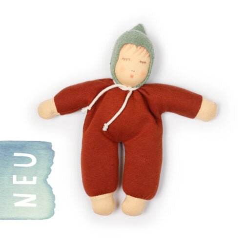 Nanchen Organic Cotton "Walnut Baby" Doll - cotton, wool, natural Dolls for open-ended play - Color: Beige