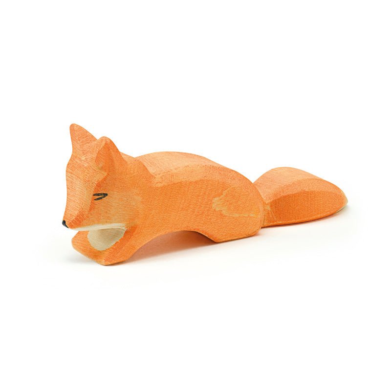Ostheimer Wooden Figure - Fox, Small, Creeping - wood, natural Wooden Figures for open-ended play - Title: Default Title
