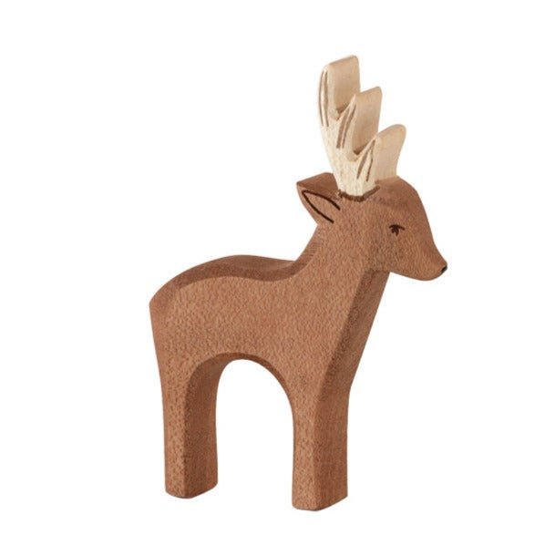 Wooden Roebuck by Ostheimer - wood, natural Wooden Figures for open-ended play - Title: Default Title
