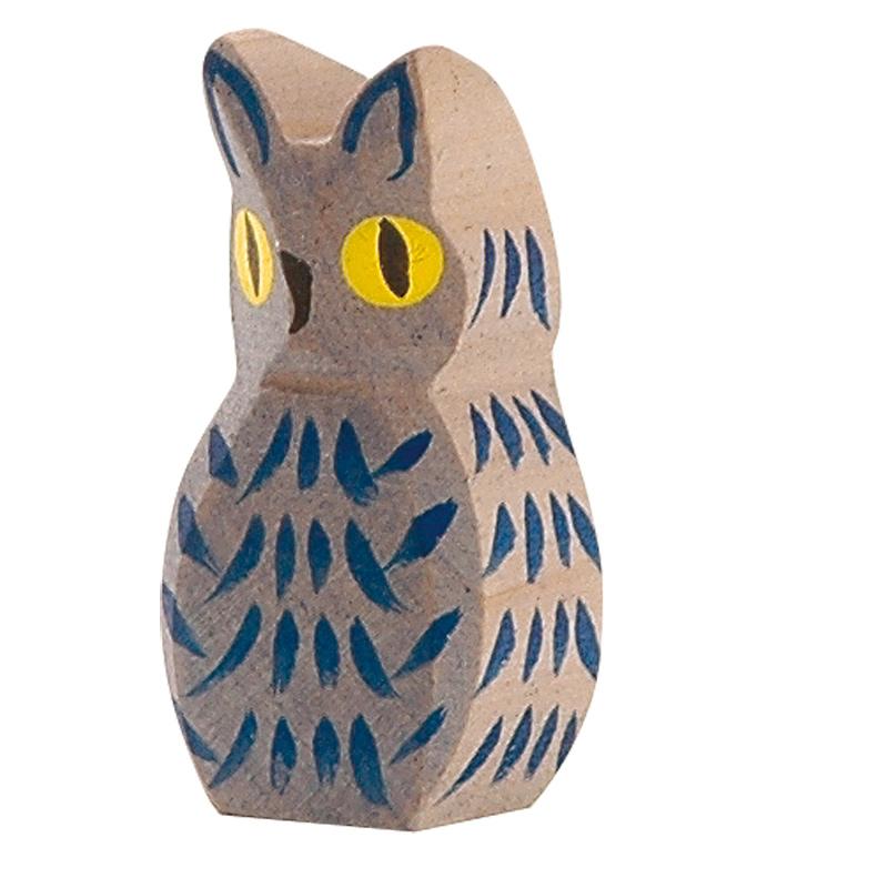 Ostheimer Blue Owl - wood, natural Wooden Figures for open-ended play - Title: Default Title