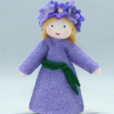Ambrosius Flower Fairies - Alpine Aster Flower Hat Dolls - cotton, wool, felt for open-ended play - Skin Tone: Fair