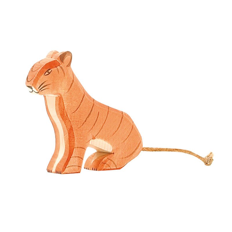 Ostheimer Wooden Figure - Tiger, Sitting - wood, natural Wooden Figures for open-ended play - Title: Default Title