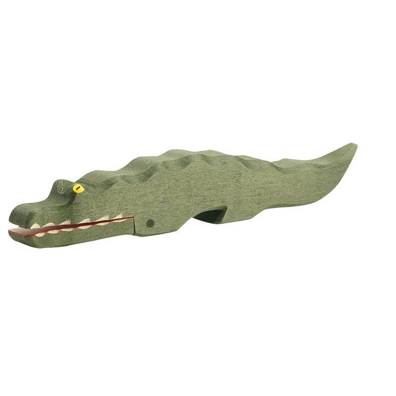 Ostheimer Wooden Crocodile - wood, natural Wooden Figures for open-ended play - Title: Default Title
