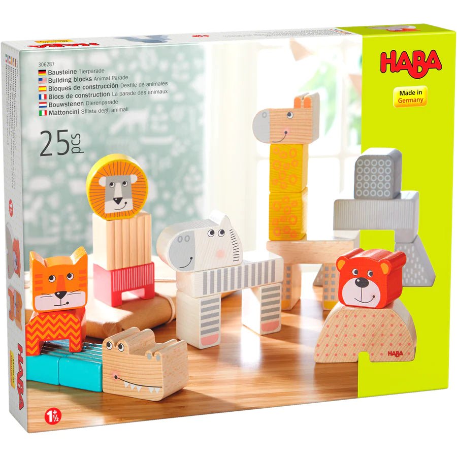 Haba Animal Parade Blocks (25 pcs) - wood, natural for open-ended play - Title: Default Title