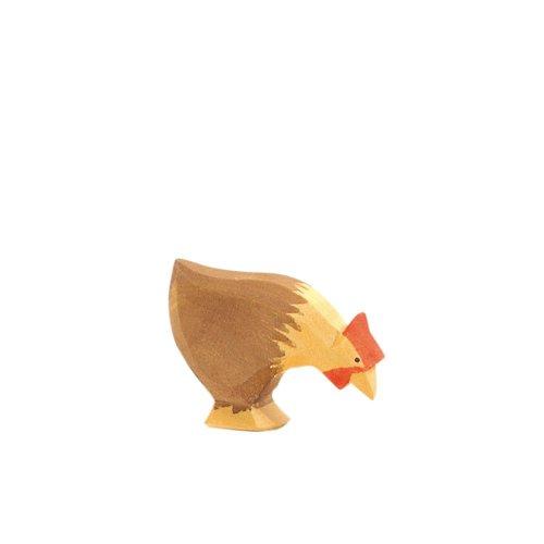 Ostheimer Hen, Brown Picking - wood, natural Wooden Figures for open-ended play - Title: Default Title