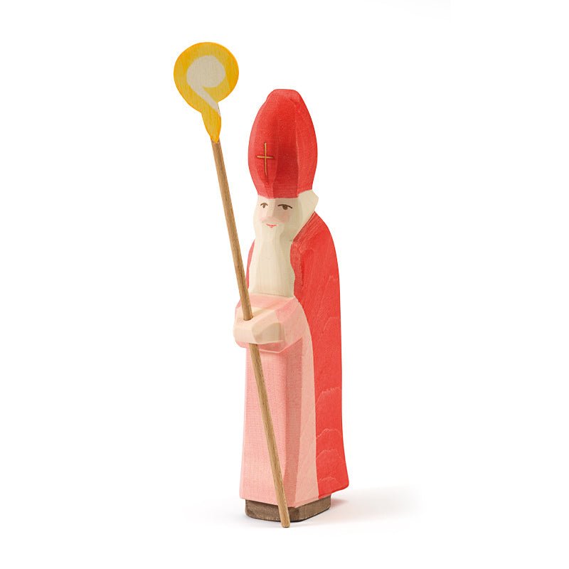 Ostheimer Wooden Figure - St. Nicholas with Staff - wood, natural Wooden Figures for open-ended play - Title: Default Title