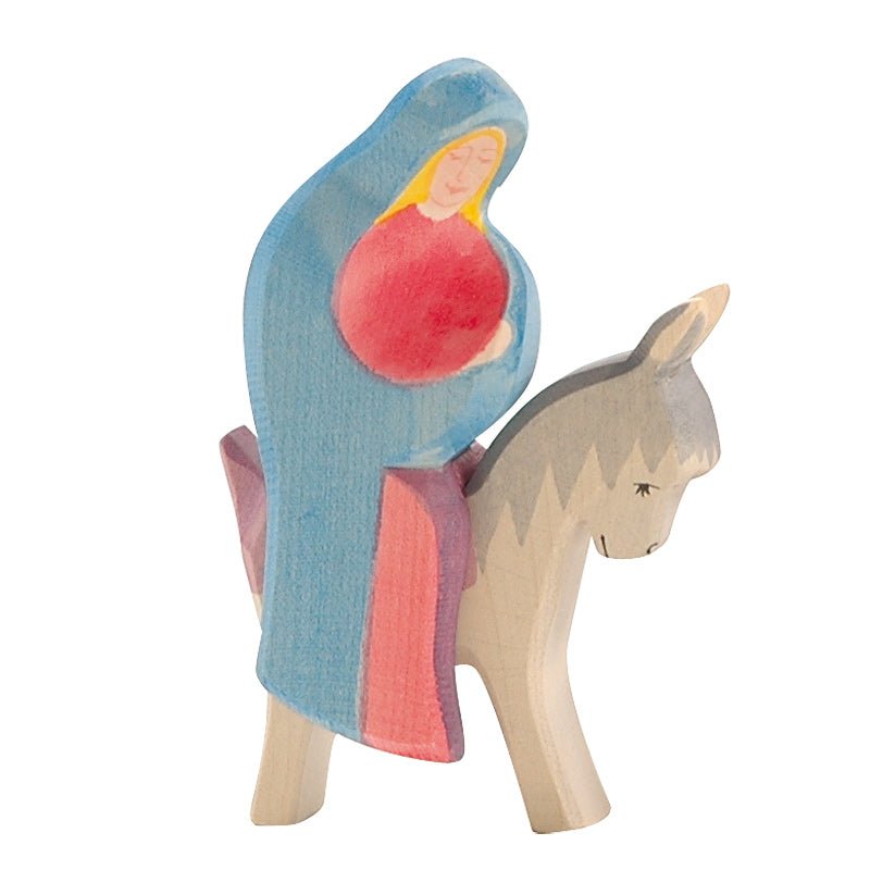 Ostheimer Wooden Figure - Mary on Donkey - wood, natural Wooden Figures for open-ended play - Title: Default Title