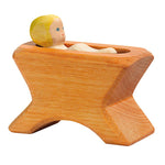 Ostheimer Wooden Figure - Crib with Baby for Nativity