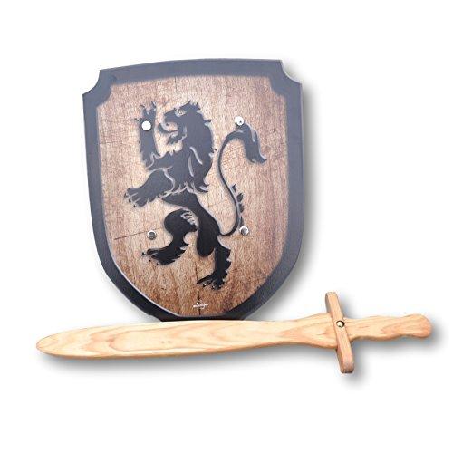 Challenge & Fun Wooden Sword and Lion Shield Set - blueottertoys-BT828
