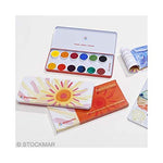 Stockmar Opaque Colour Box Set (12 colours pan paints, opaque white paint tube, brush, and palette) Stockmar