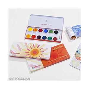 
                  
                    Stockmar Opaque Colour Box Set (12 colours pan paints, opaque white paint tube, brush, and palette) Stockmar
                  
                