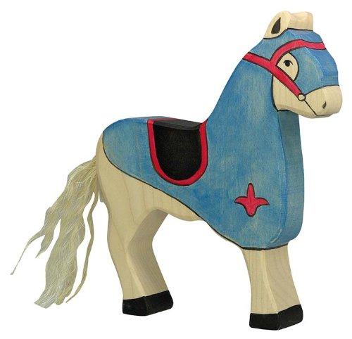 Holztiger Competition Horse Toy Figure, Blue - wood Wooden Figures for open-ended play - Title: Default Title