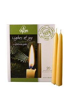 Dipam Beeswax Lights of Joy Christmas Tree Candles 4" (20 Pack) - cotton, natural, beeswax for open-ended play - Size: Yellow