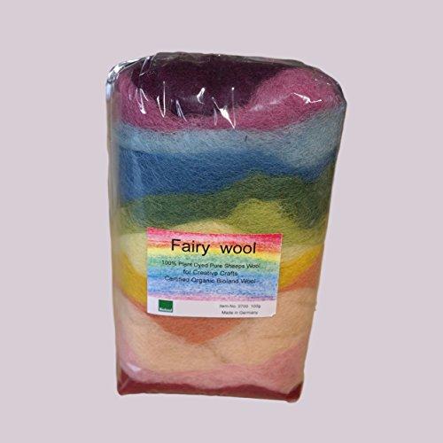 Bioland Organic Plant Dyed Fairy Wool, 12 Rainbow Colors - wool, natural, felt Felting for open-ended play - Size: 50 Grams