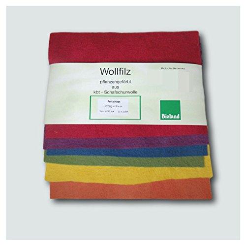 Bioland Organic Plant-Dyed Felt Sheets, Rainbow Colors, 6 Sheets Filges