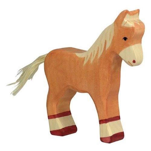 Holztiger Standing Palomino Foal - wood Wooden Figures for open-ended play - Title: Default Title
