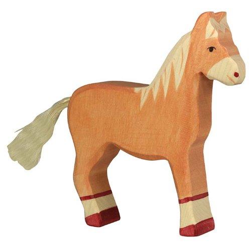 Holztiger Holztiger Horse Standing Toy Figure, Light Brown - blueottertoys-HT80033