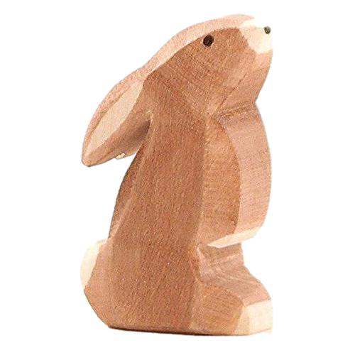 Ostheimer Rabbit with Ears Low - wood, natural Wooden Figures for open-ended play - Title: Default Title
