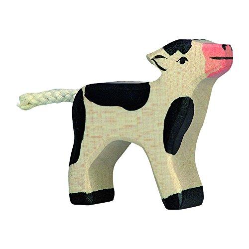 Holztiger Calf Black Toy Figure - wood Wooden Figures for open-ended play - Title: Default Title