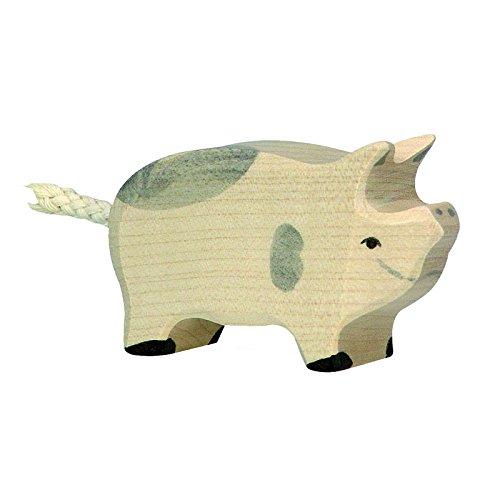 Holztiger Piglet Spotted Toy Figure - wood Wooden Figures for open-ended play - Title: Default Title