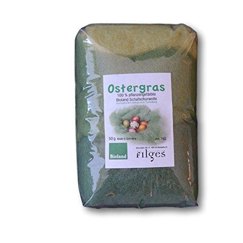 Bioland Organic Plant-Dyed Wool Easter Grass - wool, natural, felt Felting for open-ended play - Size: 50 Grams