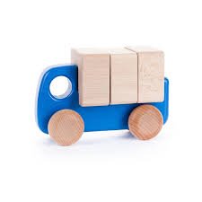Colorful Wooden Truck with Blocks by Bajo - wood Vehicles for open-ended play - Color: Blue
