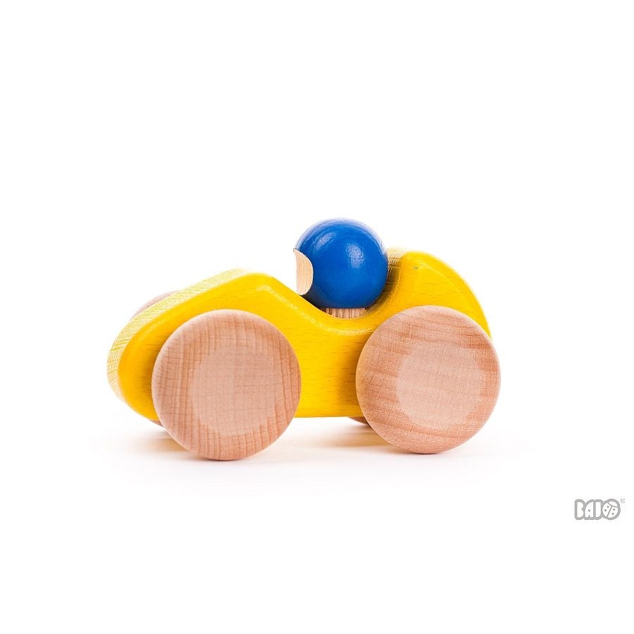 Racing Car by Bajo - wood Vehicles for open-ended play - Color: Yellow