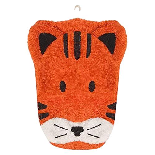 Organic Cotton Washcloth Tiger Puppet - cotton Bath Toys for open-ended play - Size: Adult Size