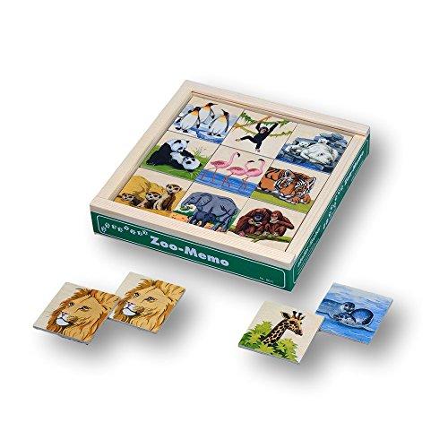 Atelier Fischer Atelier Fischer Wooden Zoo Memory Game in Wooden Box (48 Tiles / 24 Pairs) - blueottertoys-AF8011