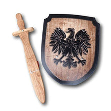 Wooden Sword and Shield Set - Eagle - wood, leather Pretend Play for open-ended play - Title: Default Title