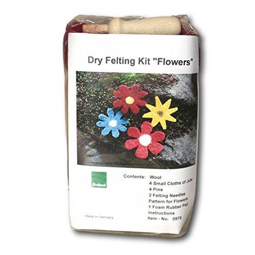 Bioland Organic Plant-Dyed Wool Dry Felting Kit, Flowers - wool, felt, jute, rubber Art & Craft Kits for open-ended play -...