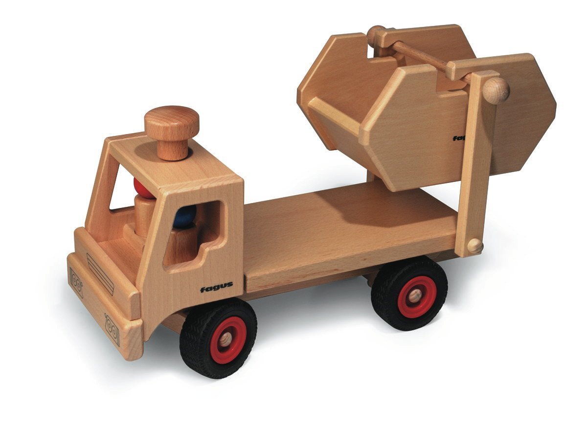 Fagus Fagus Wooden Skip Dump Truck - Made in Germany - blueottertoys-FA10.44