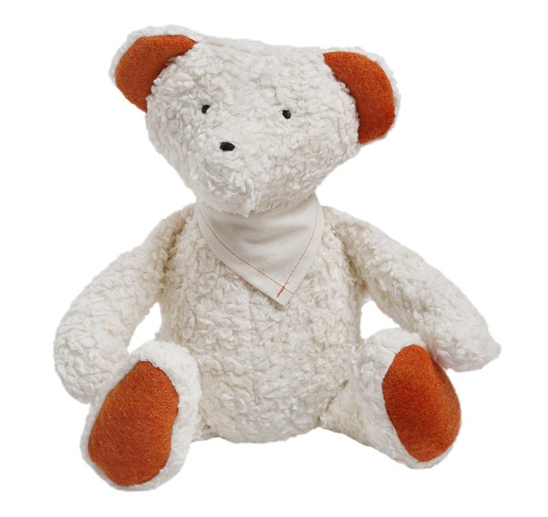 Organic Cotton Teddy Bear - cotton, wool Stuffed Animals for open-ended play - Title: Default Title