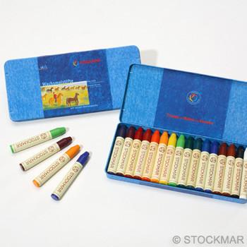 Stockmar Beeswax Stick Crayons in Tin Case for Storage (16 crayons) - beeswax for open-ended play - Title: Default Title