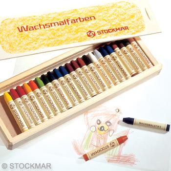 Stockmar 24 Stick Crayons in Wooden Box - wood, natural, beeswax for open-ended play - Title: Default Title