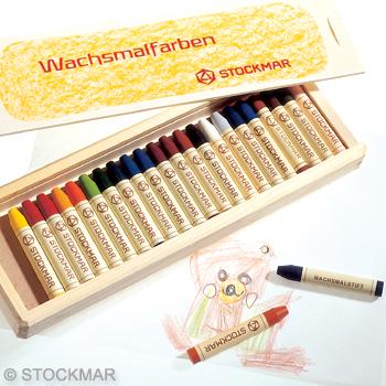 Stockmar Stockmar 24 Stick Crayons in Wooden Box - blueottertoys-MC85032600