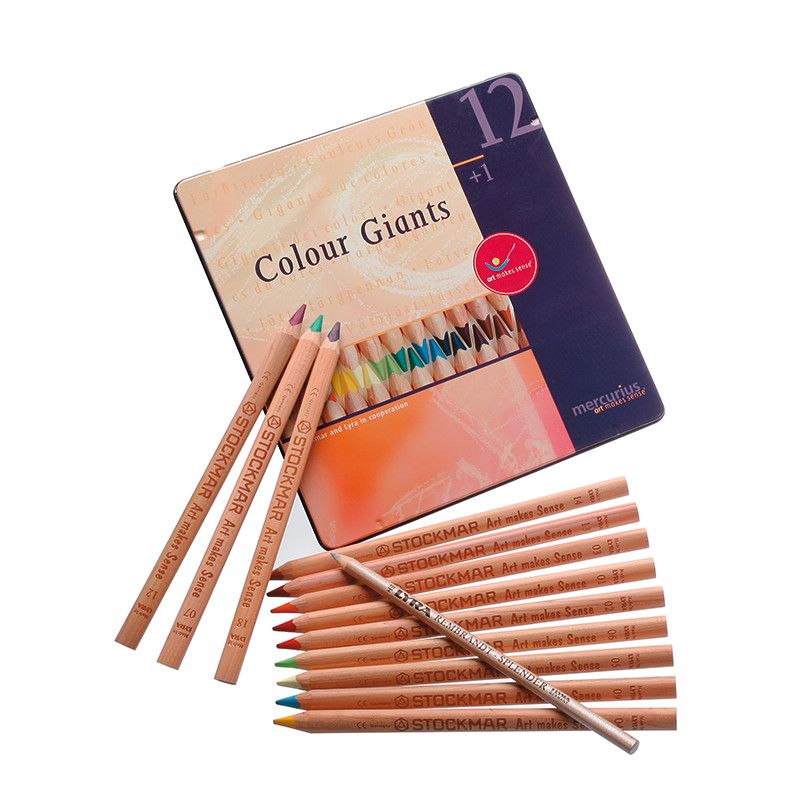 Mercurius Mercurius AMS Color Giant Pencils, Set of 12 in Tin Case - blueottertoys-MC85090912