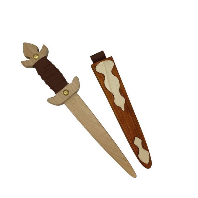 Dagger with Dark Wooden Sheath - wood, leather Wooden Toys for open-ended play - Title: Default Title