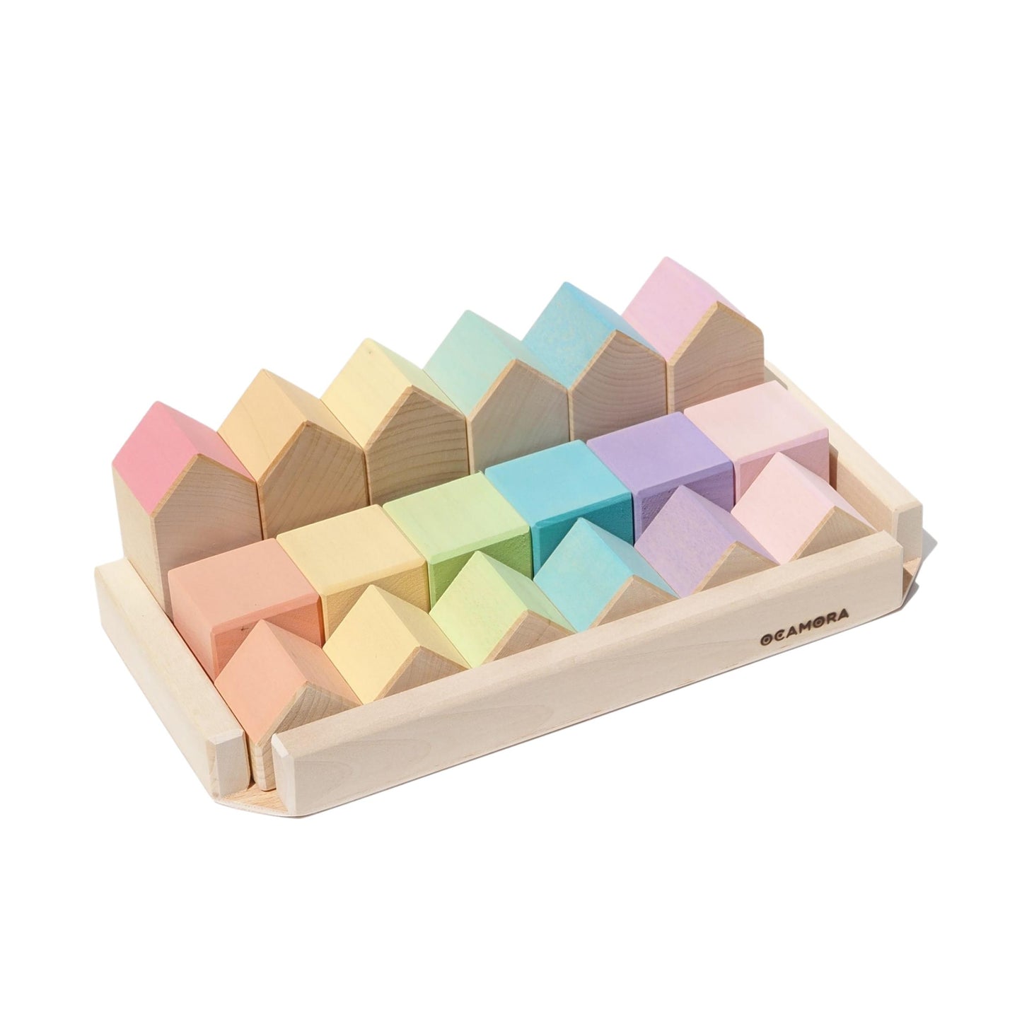 Ocamora - Houses and Cubes - Pastel - wood Blocks for open-ended play - Title: Default Title