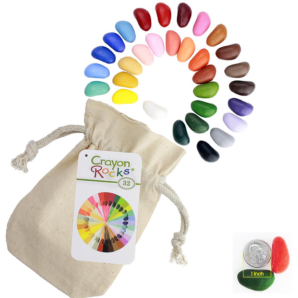 Crayon Rocks 32 Colors in Muslin Bag - wood, natural Crayons for open-ended play - Title: Default Title