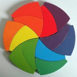 Chrysanthos Wooden Trigeod Color Wheel Puzzle and Manipulative Set - blueottertoys-CW01