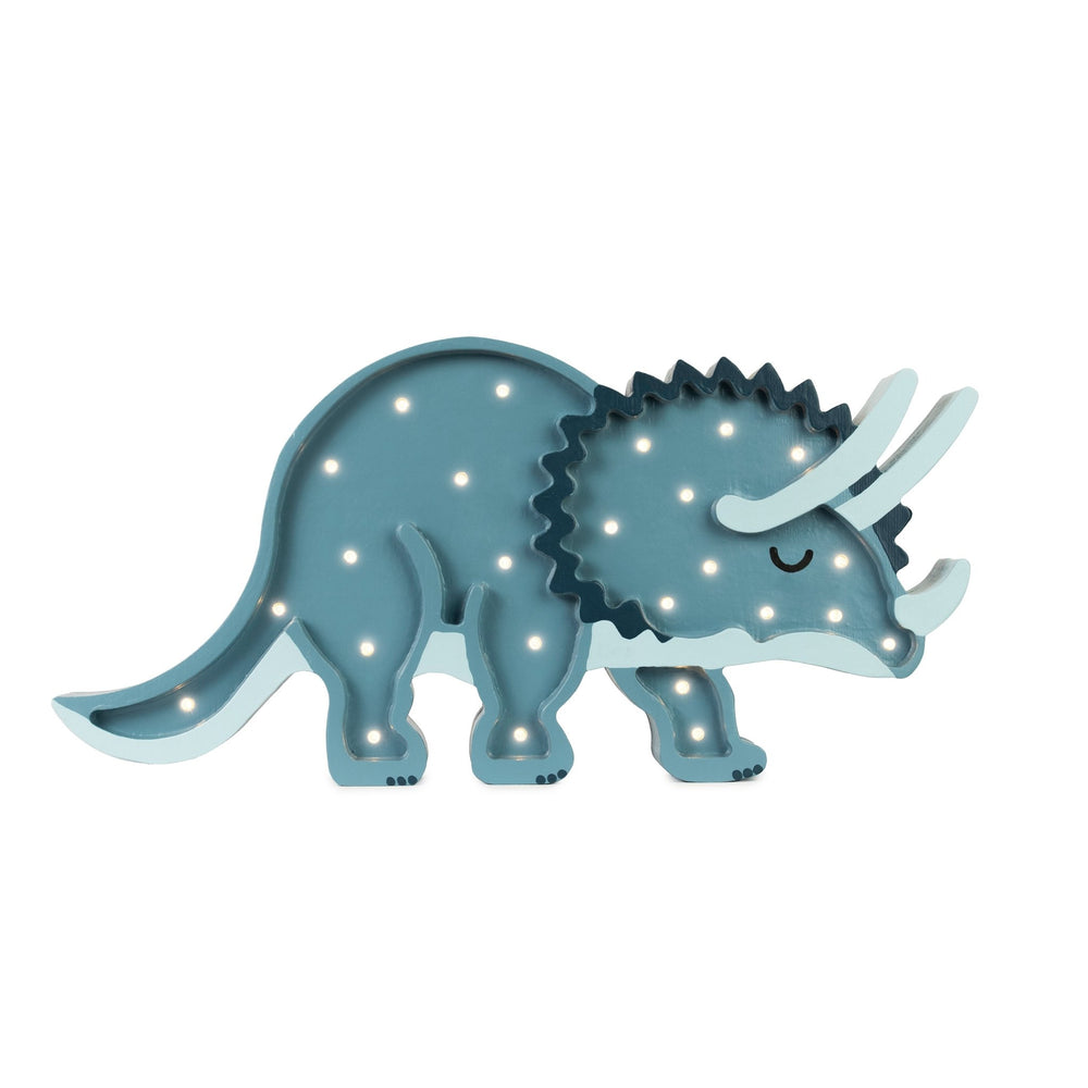 Little Lights Triceratops Dinosaur Lamp - wood, natural for open-ended play - Color: Jurassic Navy