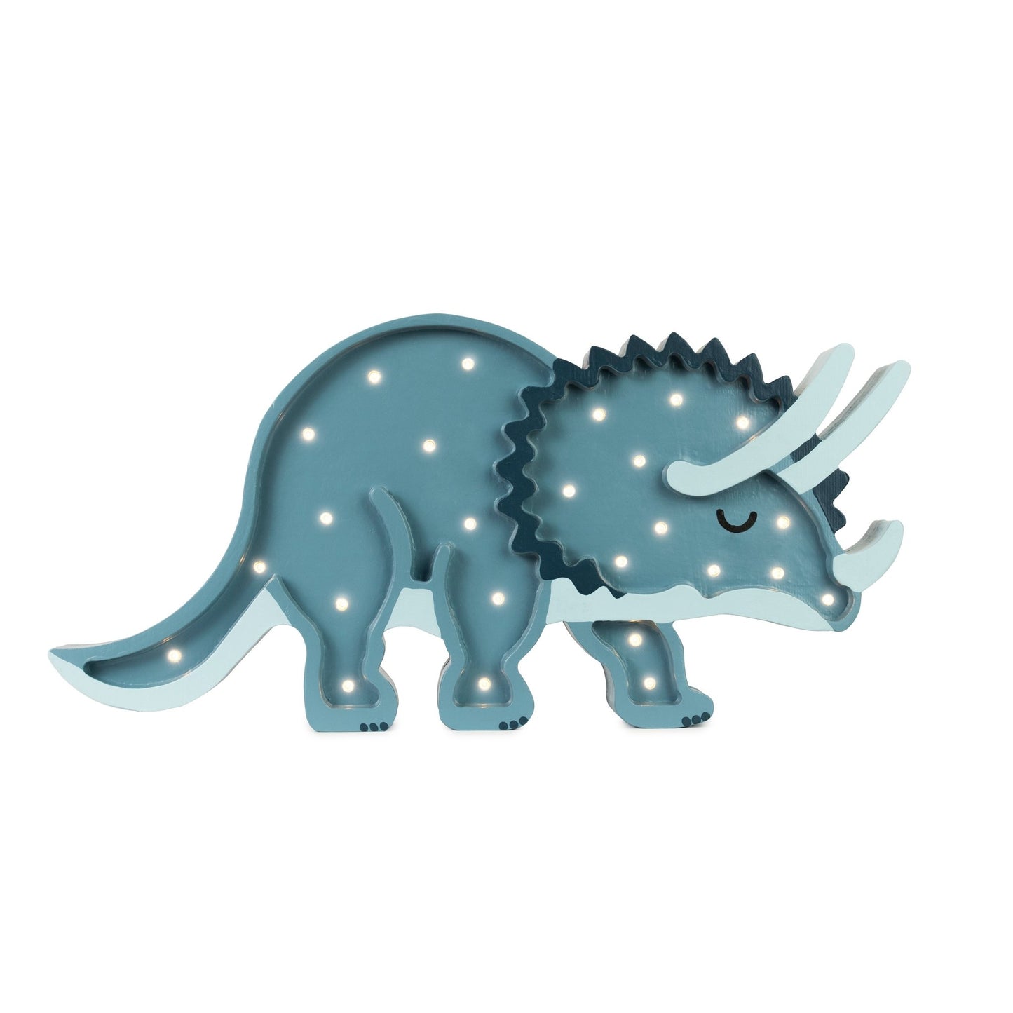 Little Lights Triceratops Dinosaur Lamp - wood, natural for open-ended play - Color: Jurassic Navy
